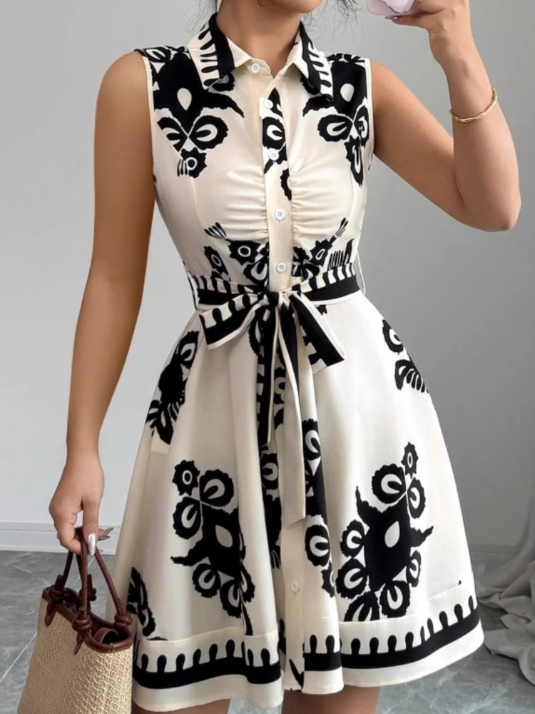 French Vintage Floral Midi Dress - Gaun Kasual Fashion Baru Musim Panas