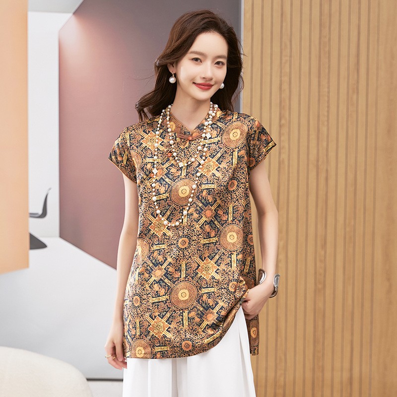 Blouses - Blus Wanita Lengan Pendek Kerah Bulat