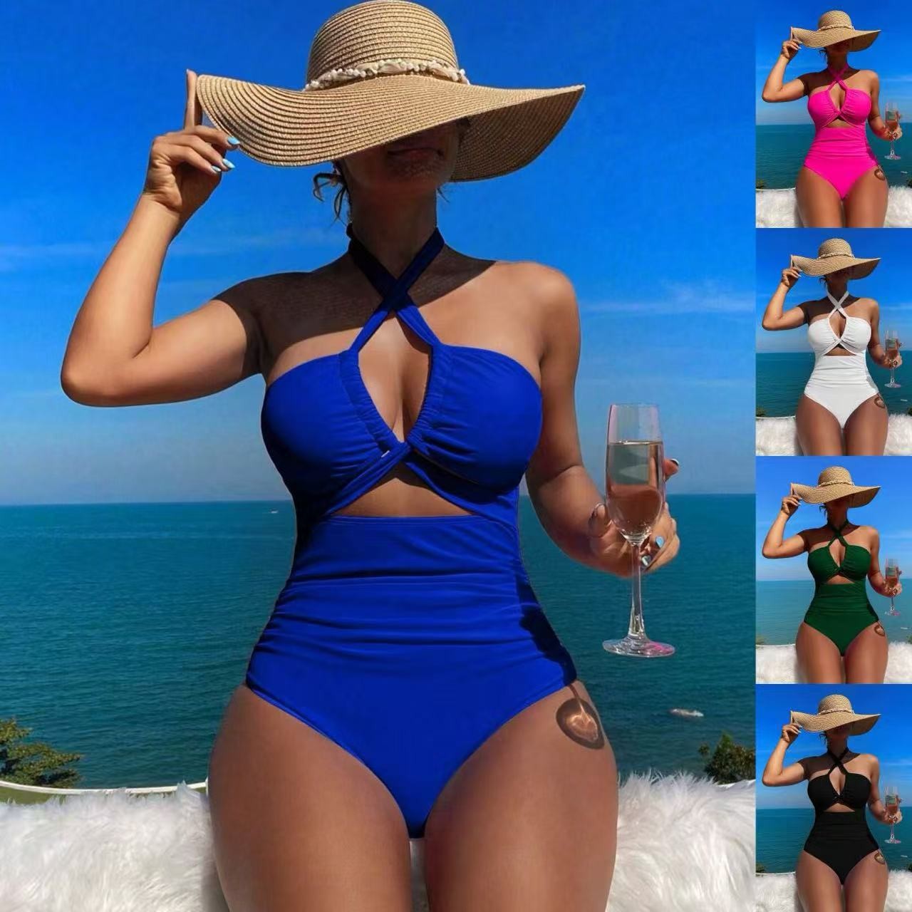Swimwear - Baju Renang Wanita Halter Neck Solid