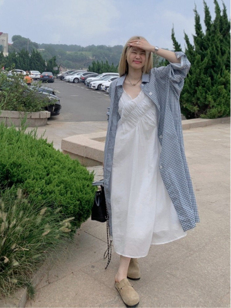 Korean Style A Line Shirt Dress - Setelan Chic Plus Size Gaya Santai