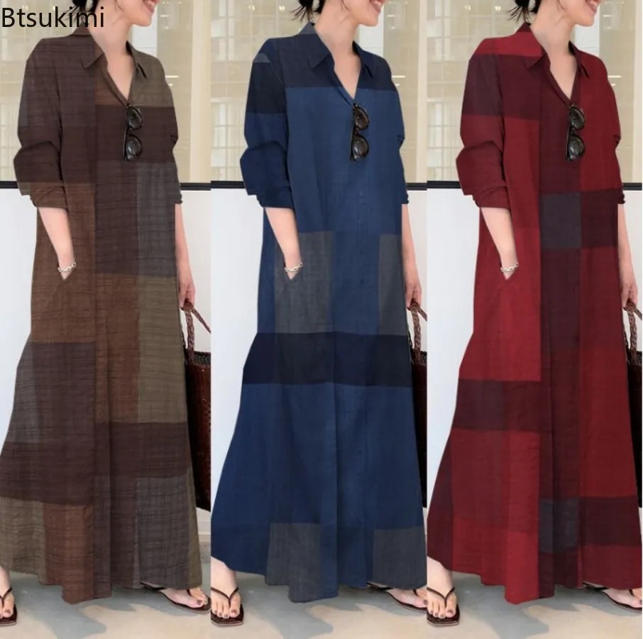 Casual Loose Linen Shirt Dress - Gaun Kemeja Wanita Terbaru Bahan Katun