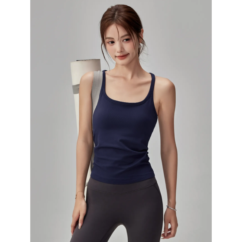 Seamless Ribbed Workout Tank Top - Tank Top Wanita Tanpa Jahitan Berbahan