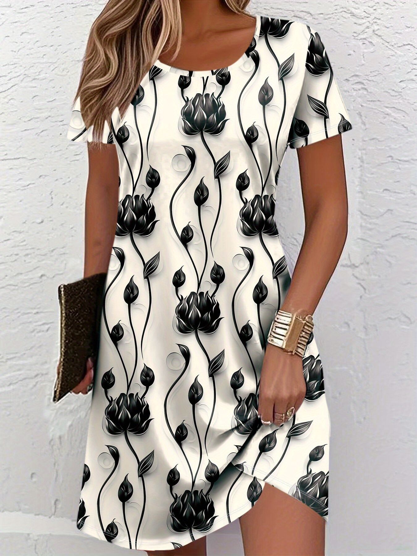 French Vintage Floral Midi Dress - Gaun wanita baru ramping musim panas