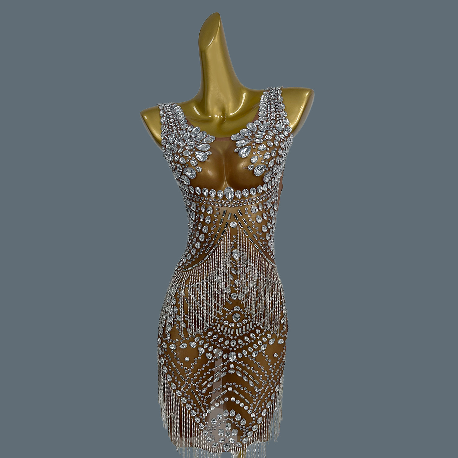 Sparkly Rhinestone Club Party Dress - Gaun Malam Seksi Untuk Wanita, Gaun