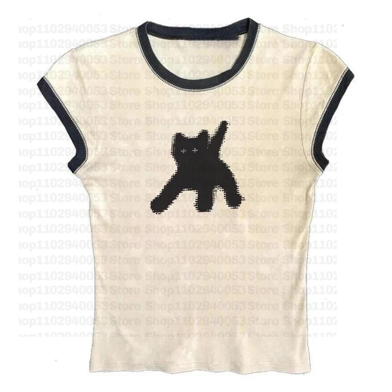 Y2K Graphic Baby Tee Crop - Kaus wanita lengan pendek, kaus perempuan