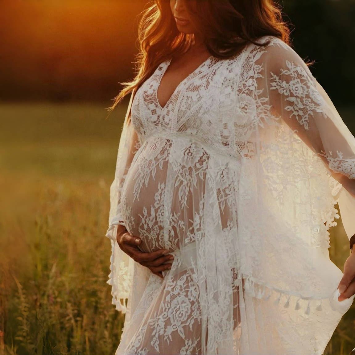 Boho Summer Beach Maxi Dress - Gaun Panjang Renda Boho untuk Pemotretan