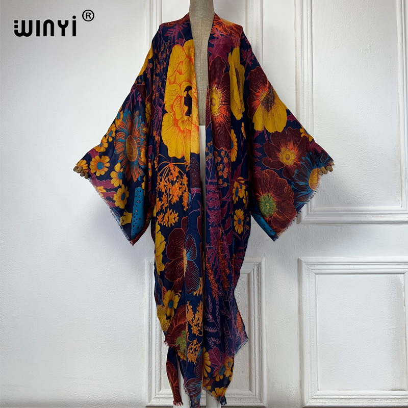 Boho Summer Beach Maxi Dress - WINYI Gaun Kimono Maxi Musim Panas