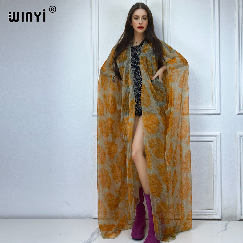 Boho Summer Beach Maxi Dress - WINYI kimono maksi wanita, pakaian pantai