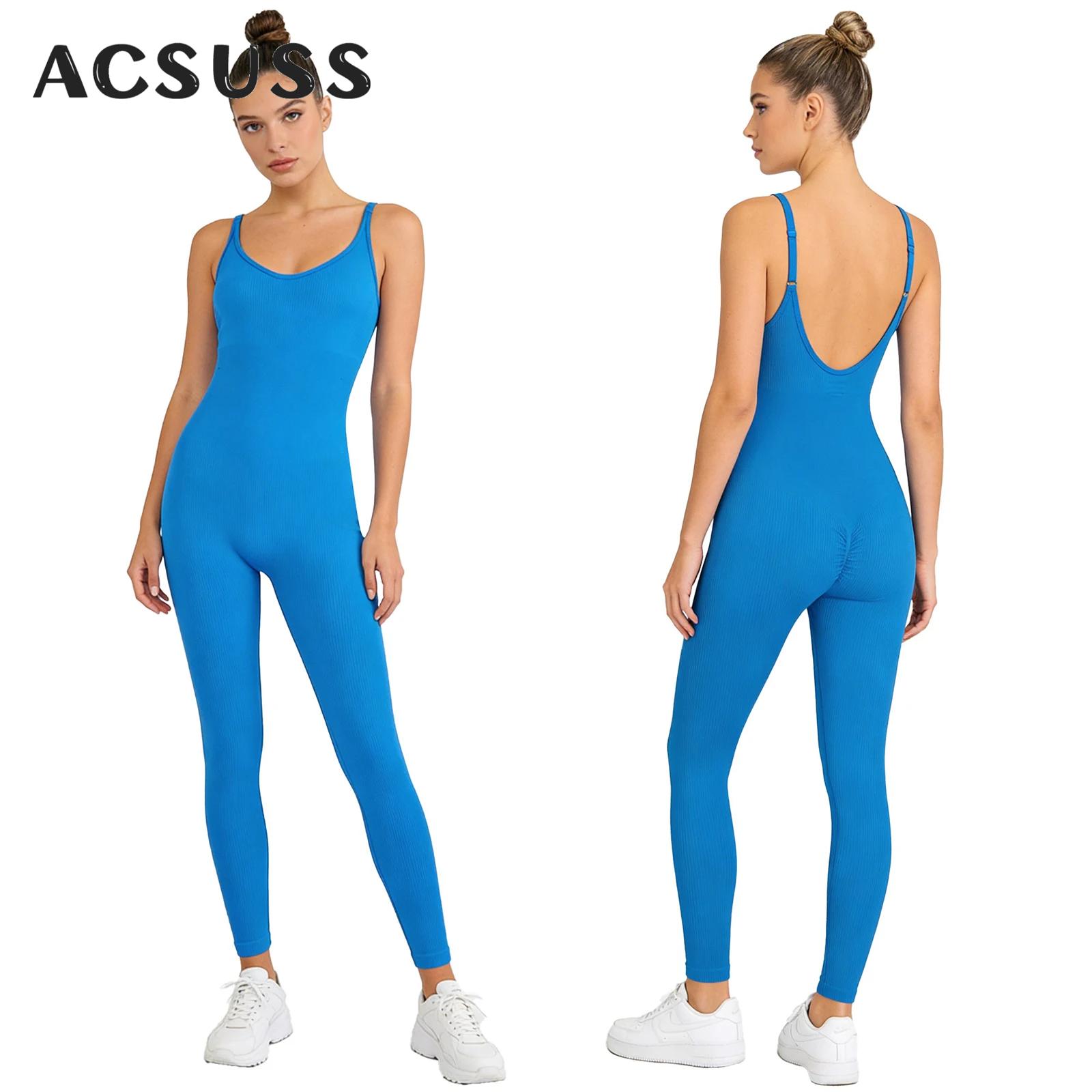 Seamless Ribbed Workout Tank Top - Jumpsuit Yoga Wanita Satu Potong, Tank