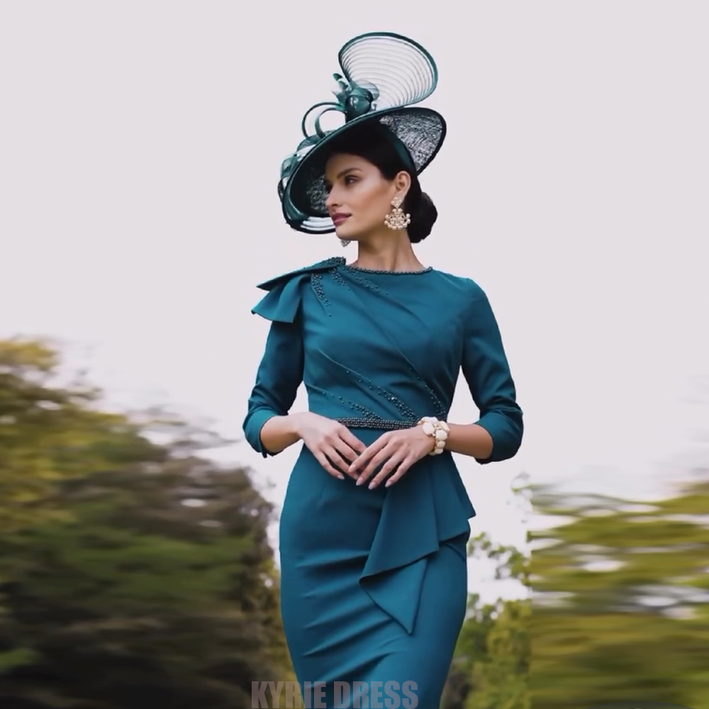 Elegant Satin Evening Gown Split - Gaun Ibu Pengantin Wanita Elegan Gaun