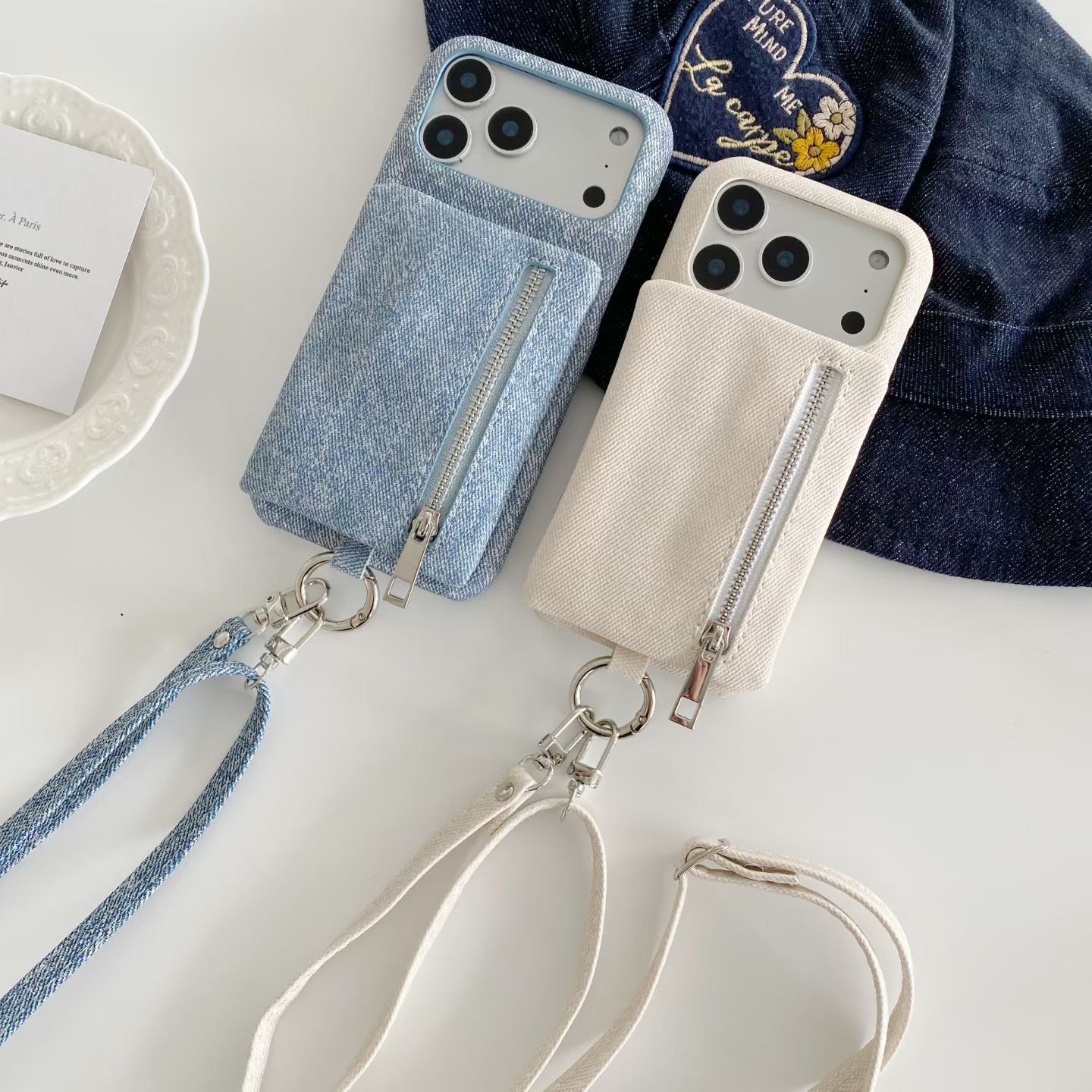 Jeans - Dompet kartu dengan resleting model jeans