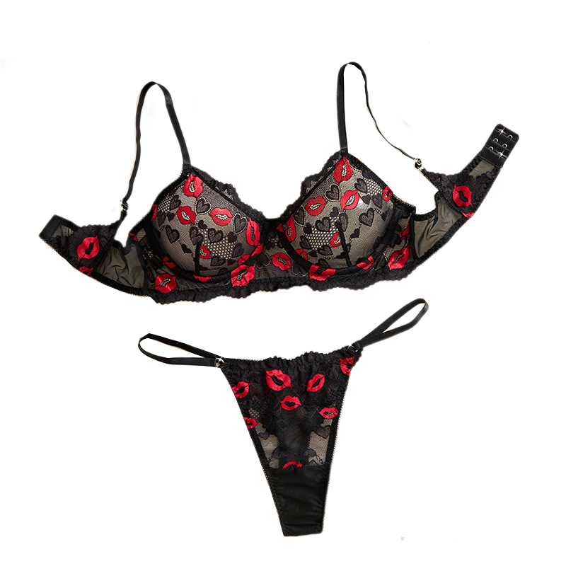 Lingerie - Set Pakaian Dalam Transparan Berbahan Renda,