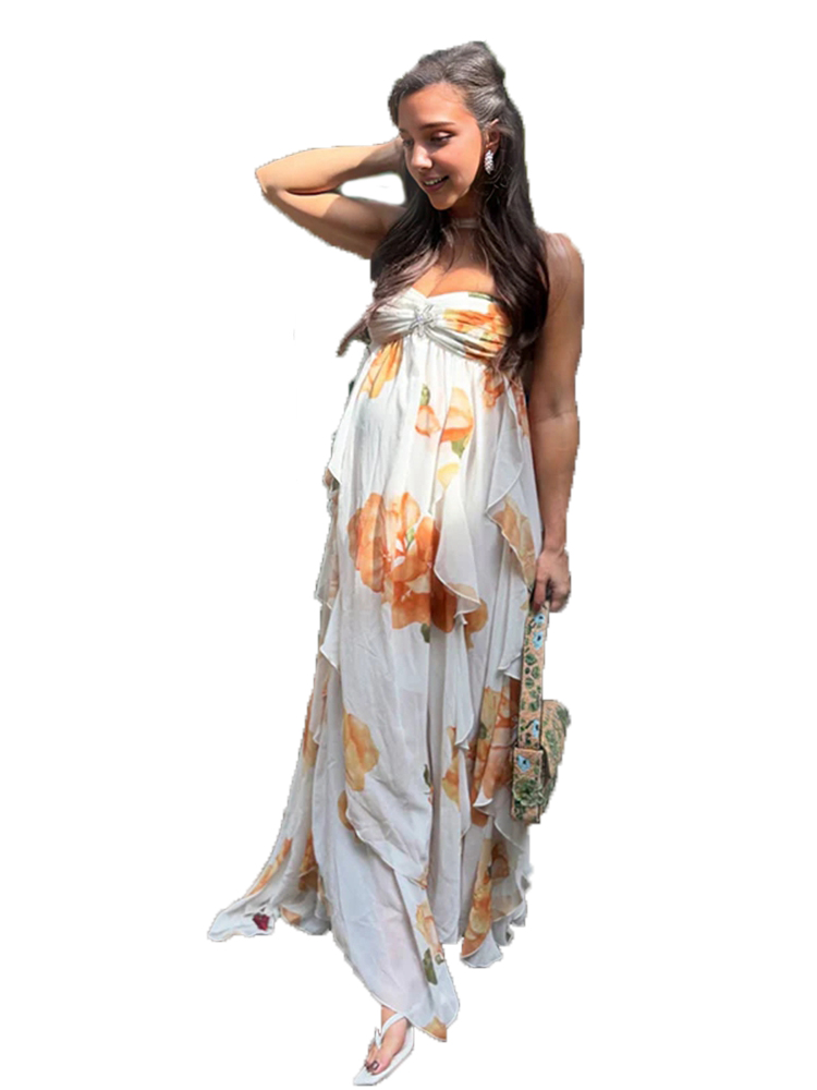 Boho Summer Beach Maxi Dress - Gaun Maxi Chiffon Pantai untuk Pemotretan