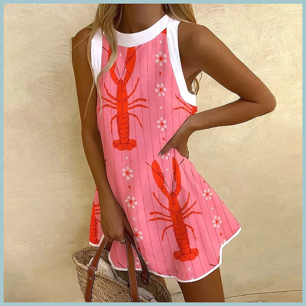 Dresses - Gaun Tanpa Lengan Motif Nanas Wanita