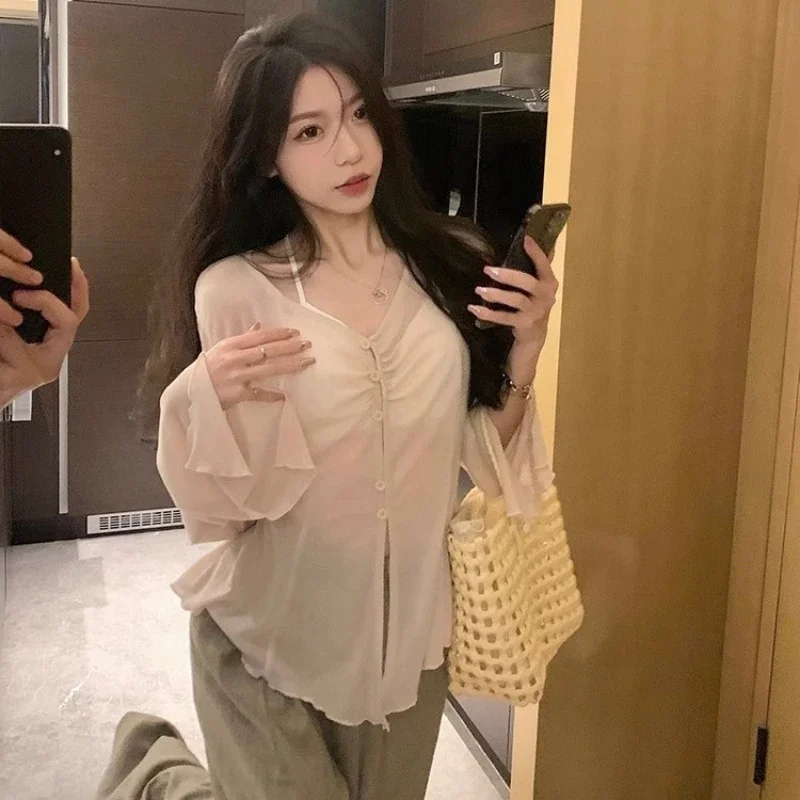 Blouses - Blus Lengan Lebar Model Sheer -