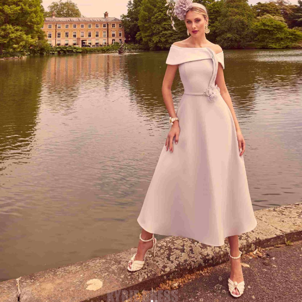 Elegant Satin Evening Gown Split - Gaun Ibu Pengantin Wanita Elegan Gaun