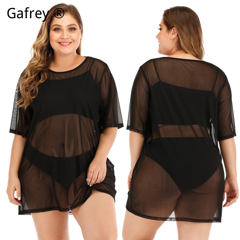 Sexy Mesh Sheer Bodycon Dress - Gaun Pantai Seksi Ukuran Besar Bahan