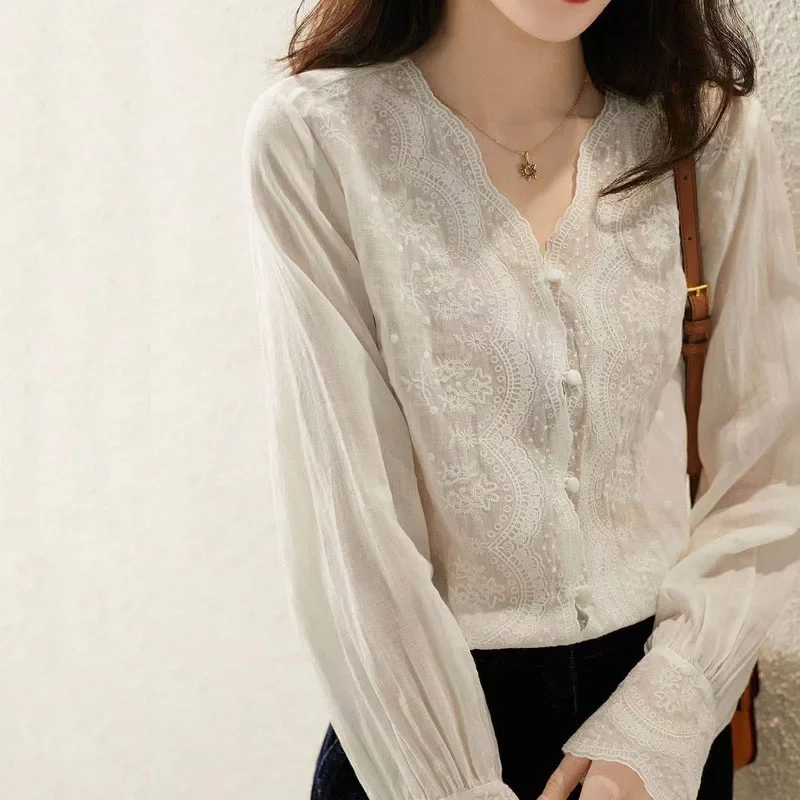 Casual Loose Linen Shirt Dress - GELITAYIN Blus Linen Lengan Panjang Kerah