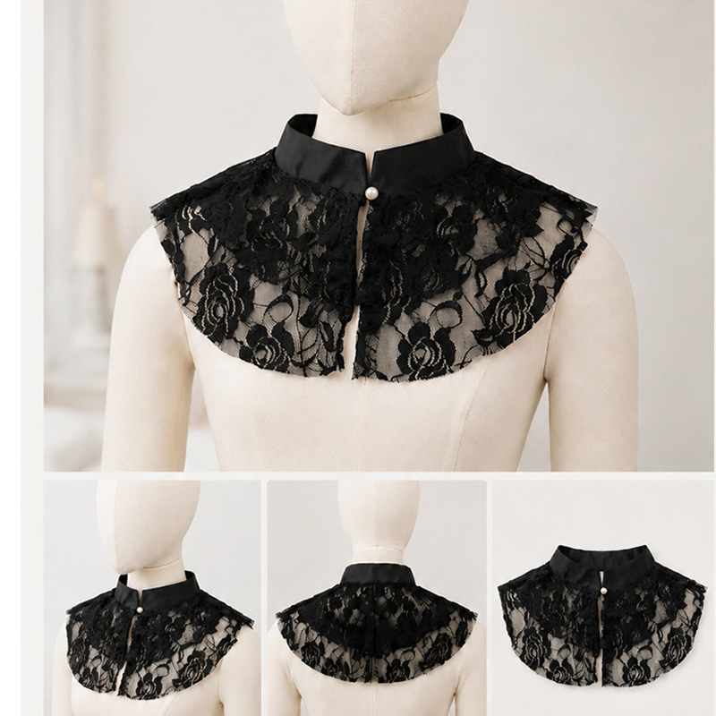 Dresses - Kerah Palsu Berenda Bunga Elegan untuk