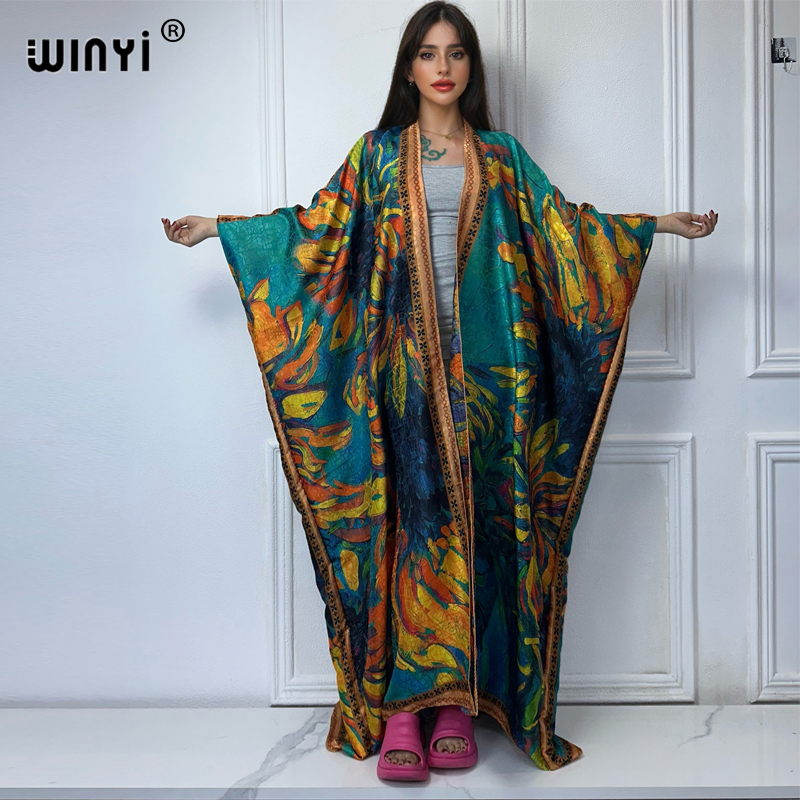 Boho Summer Beach Maxi Dress - WINYI mantel terbuka motif boho kualitas