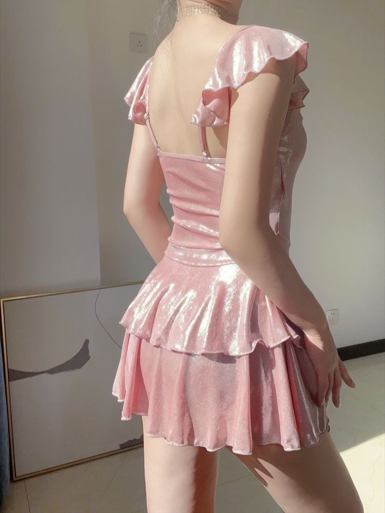 Skirts - Pakaian Renang Wanita Warna Pink Mengkilap