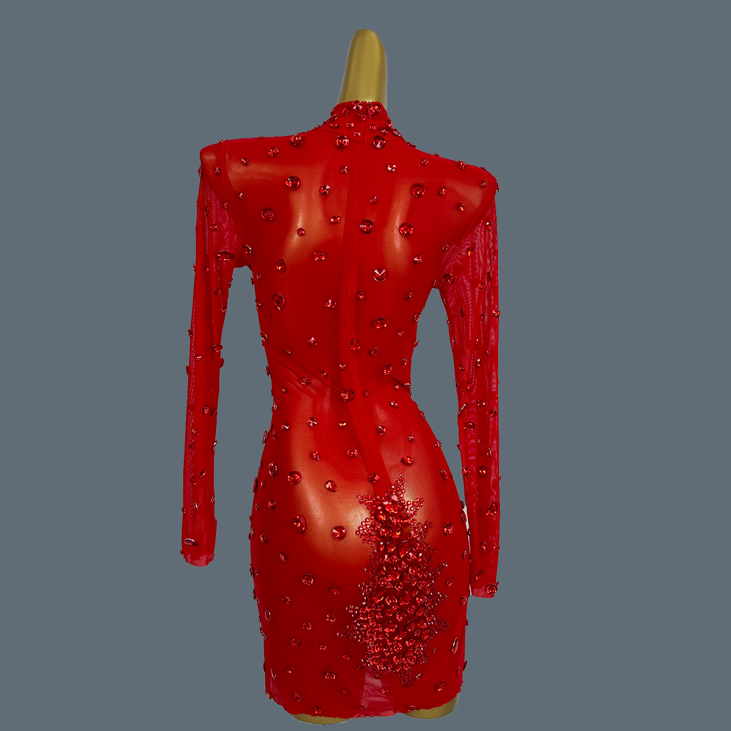 Gaun Mini tembus pandang berli - Sparkly Rhinestone Club Party Dress ulasan dan harga