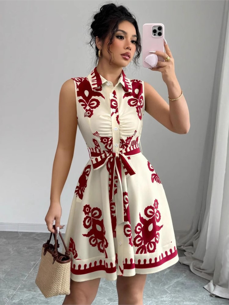 Gaun Kasual Fashion Baru Musim - French Vintage Floral Midi Dress ulasan dan harga