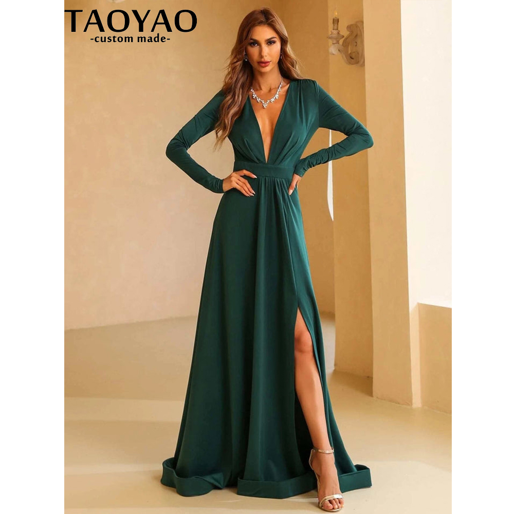 TaoYao gaun malam wanita, gaun - Elegant Satin Evening Gown Split ulasan dan harga