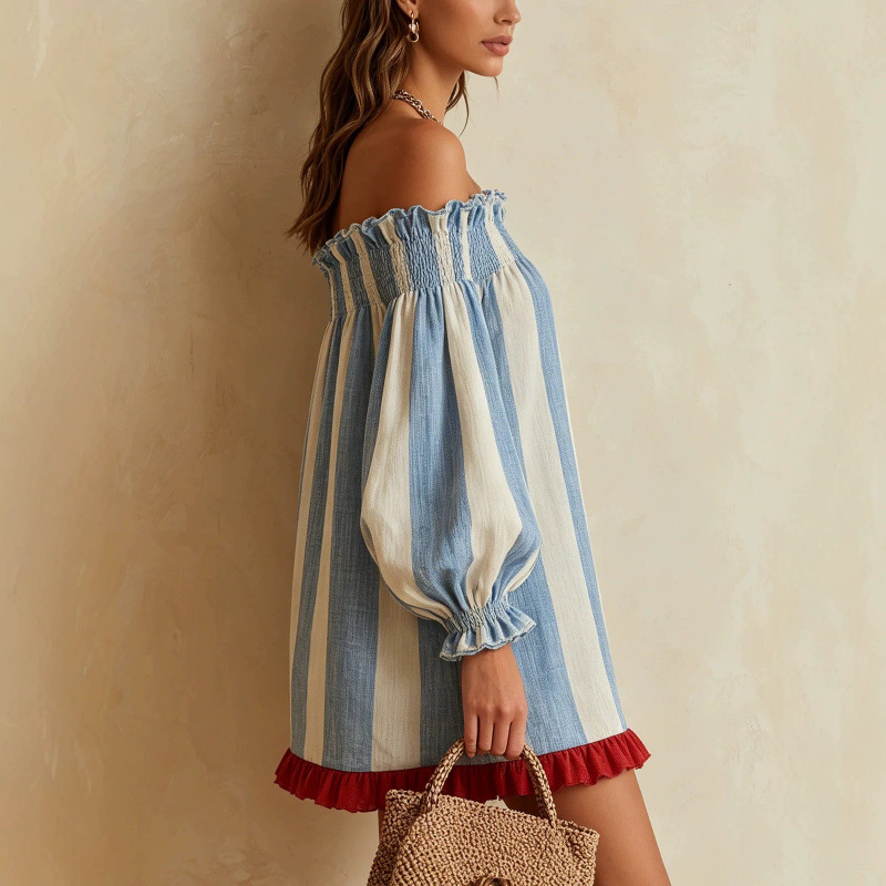 Gaun Wanita Off-the-Shoulder 2 - Off Shoulder Puff Sleeve Sundress ulasan dan harga