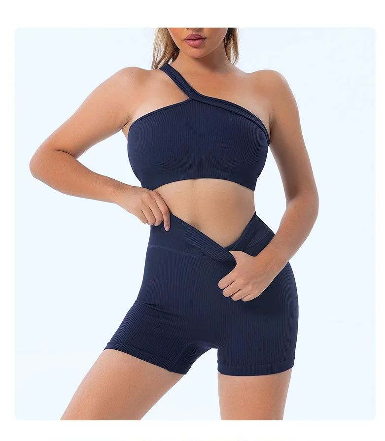Sport Bra Wanita Satu Bahu Ber - Seamless Ribbed Workout Tank Top ulasan dan harga