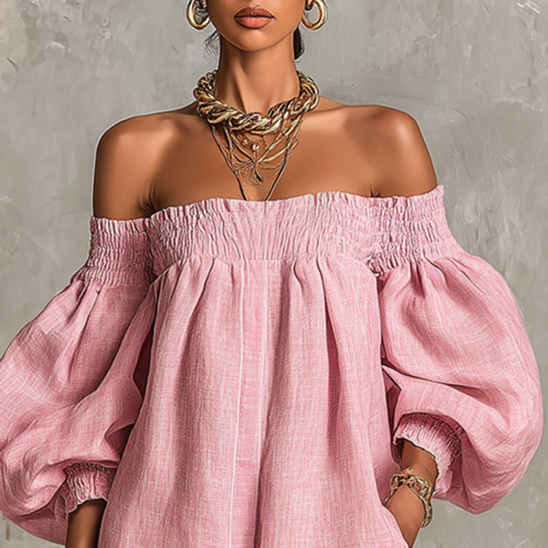 Gaun Mini Lengan Puff Off Shou - Off Shoulder Puff Sleeve Sundress ulasan dan harga