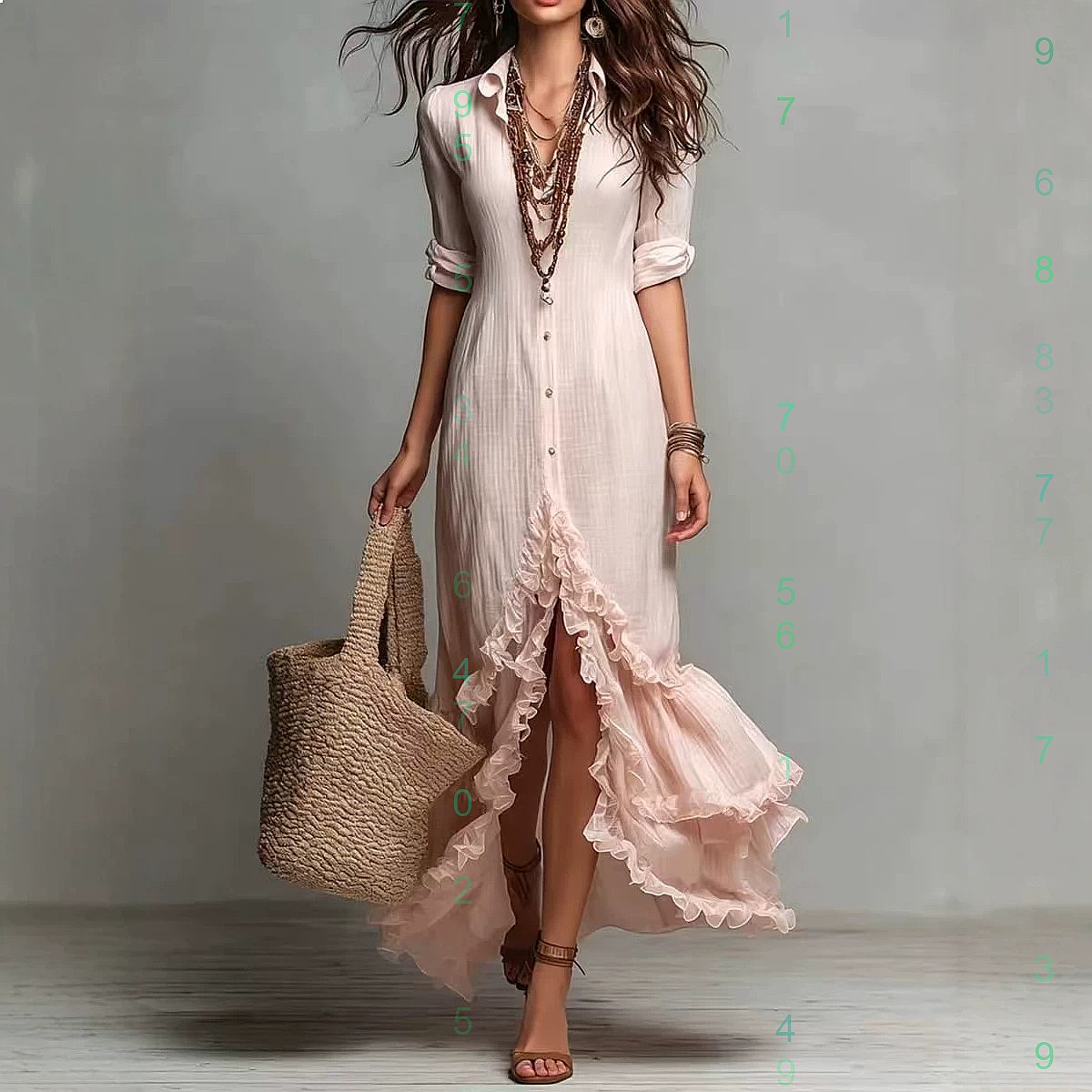 Gaun katun linen model silang  - Casual Loose Linen Shirt Dress ulasan dan harga