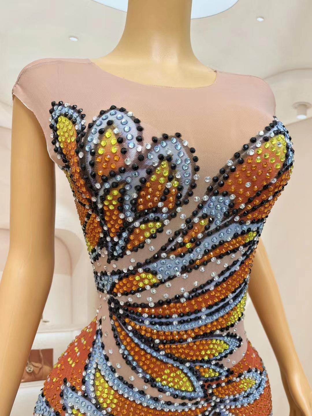 Gaun Maxi Tanpa Lengan Wanita  - Sparkly Rhinestone Club Party Dress ulasan dan harga