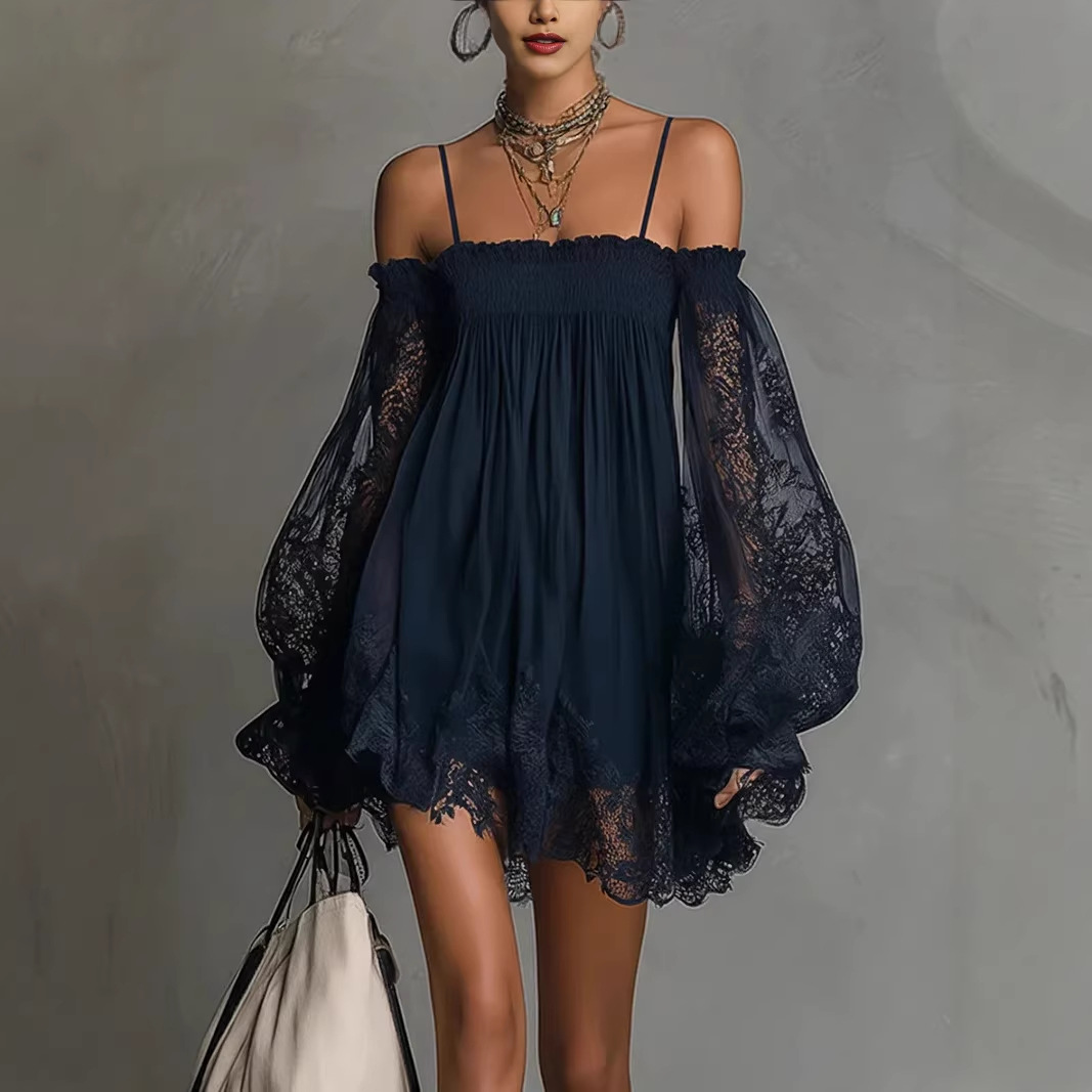 Gaun Mini Renda Off Shoulder T - Off Shoulder Puff Sleeve Sundress ulasan dan harga