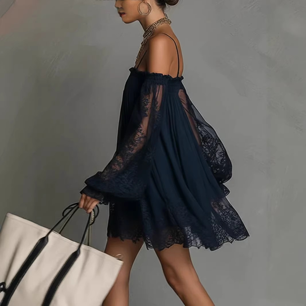 Gaun Mini Renda Off Shoulder T - Off Shoulder Puff Sleeve Sundress ulasan dan harga
