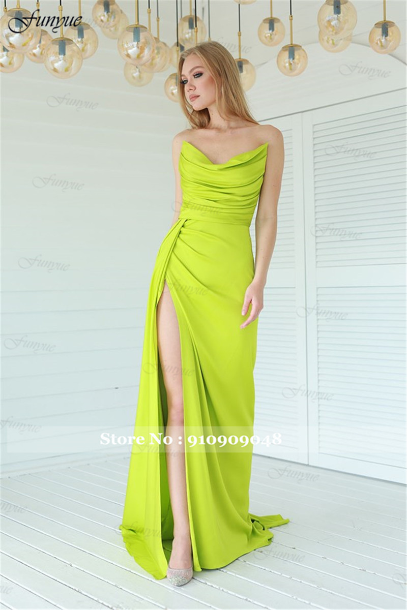 Gaun malam bahu terbuka elegan - Elegant Satin Evening Gown Split ulasan dan harga