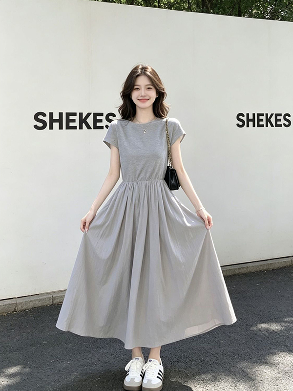 Gaun Pelangsing Gaya Korea Wan - Korean Style A Line Shirt Dress ulasan dan harga