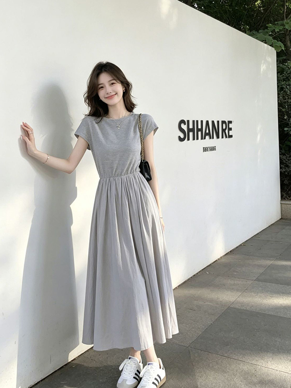 Gaun Pelangsing Gaya Korea Wan - Korean Style A Line Shirt Dress ulasan dan harga