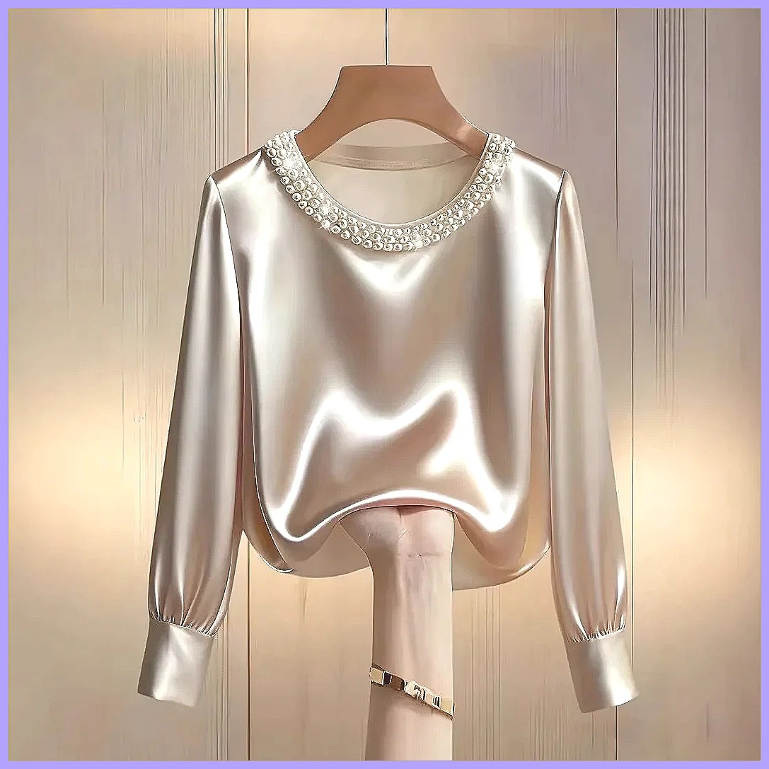 Blus Satin Berhias Manik-Manik - Blouses ulasan dan harga