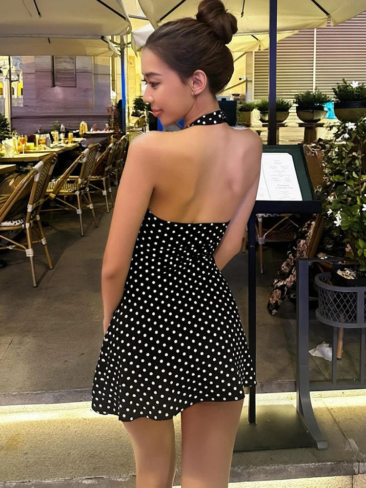 FDEY Gaun Punggung Terbuka Sek - Y2K Backless Halter Mini Dress ulasan dan harga