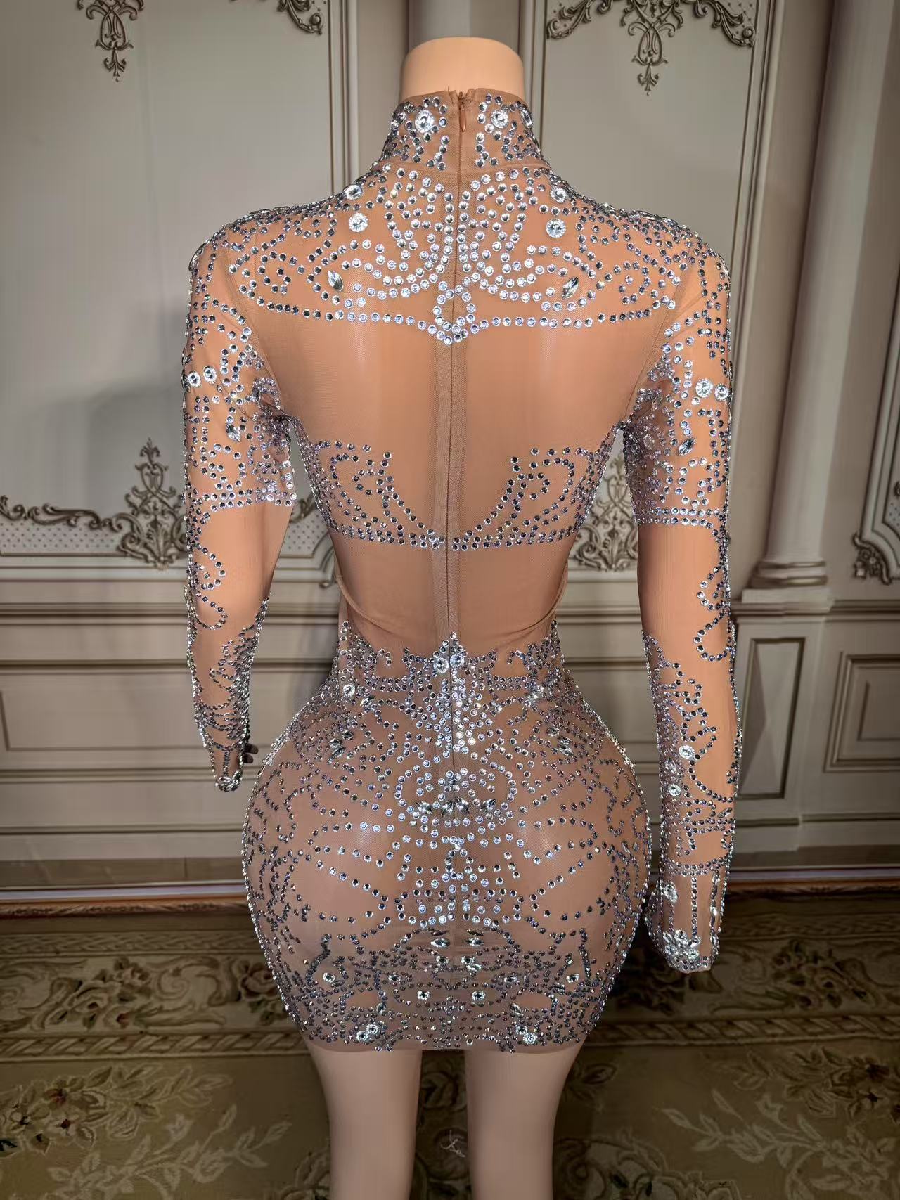 Gaun Mini ZD Bertabur Kristal  - Sparkly Rhinestone Club Party Dress ulasan dan harga