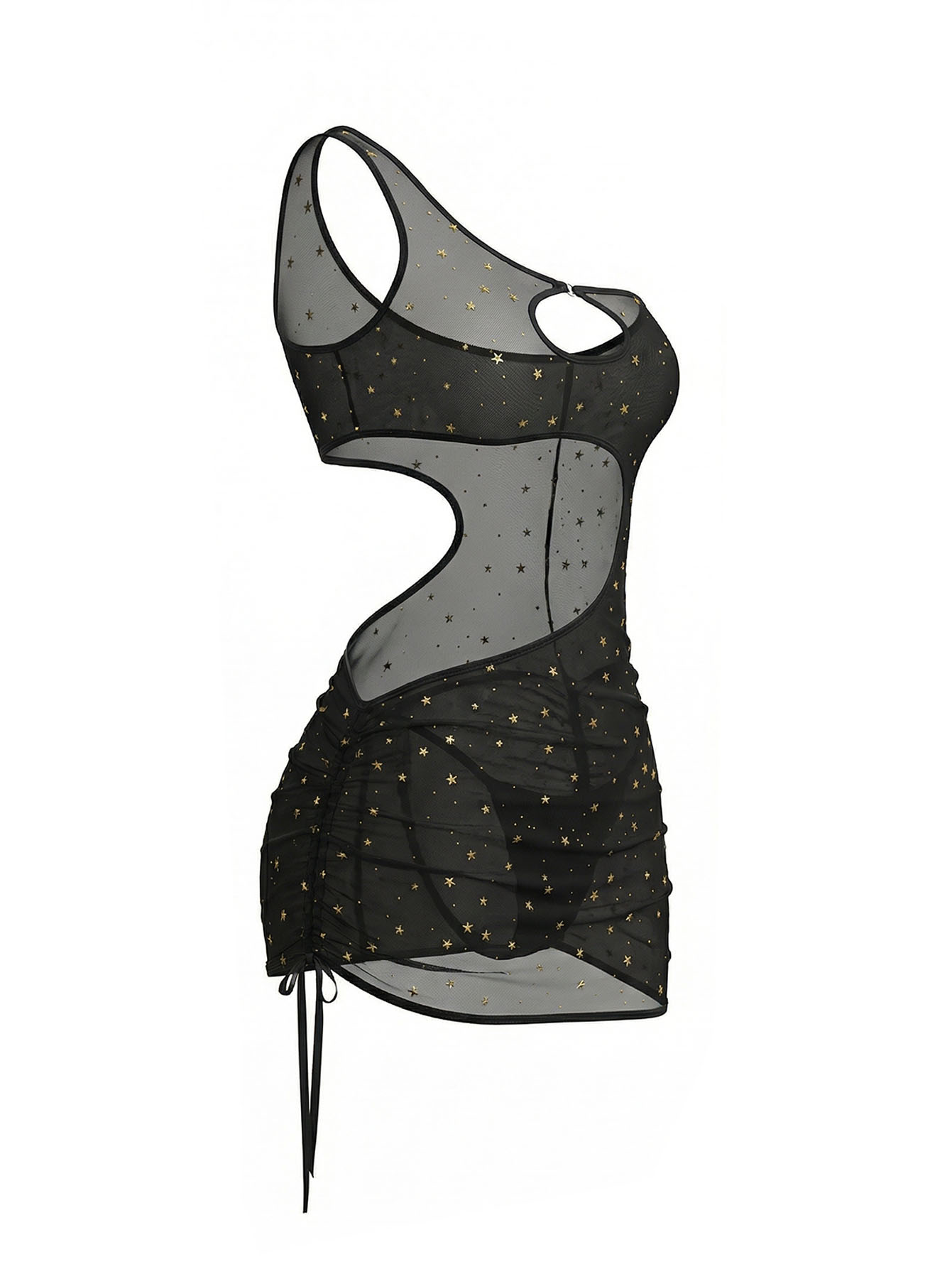 Gaun Lingerie Mini Pesta Malam - Sexy Mesh Sheer Bodycon Dress ulasan dan harga