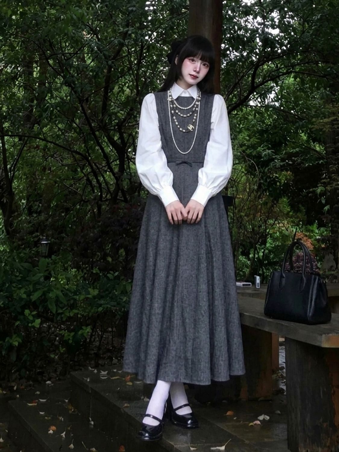 Set Gaun 2 Potong Gaya Hepburn - Korean Style A Line Shirt Dress ulasan dan harga
