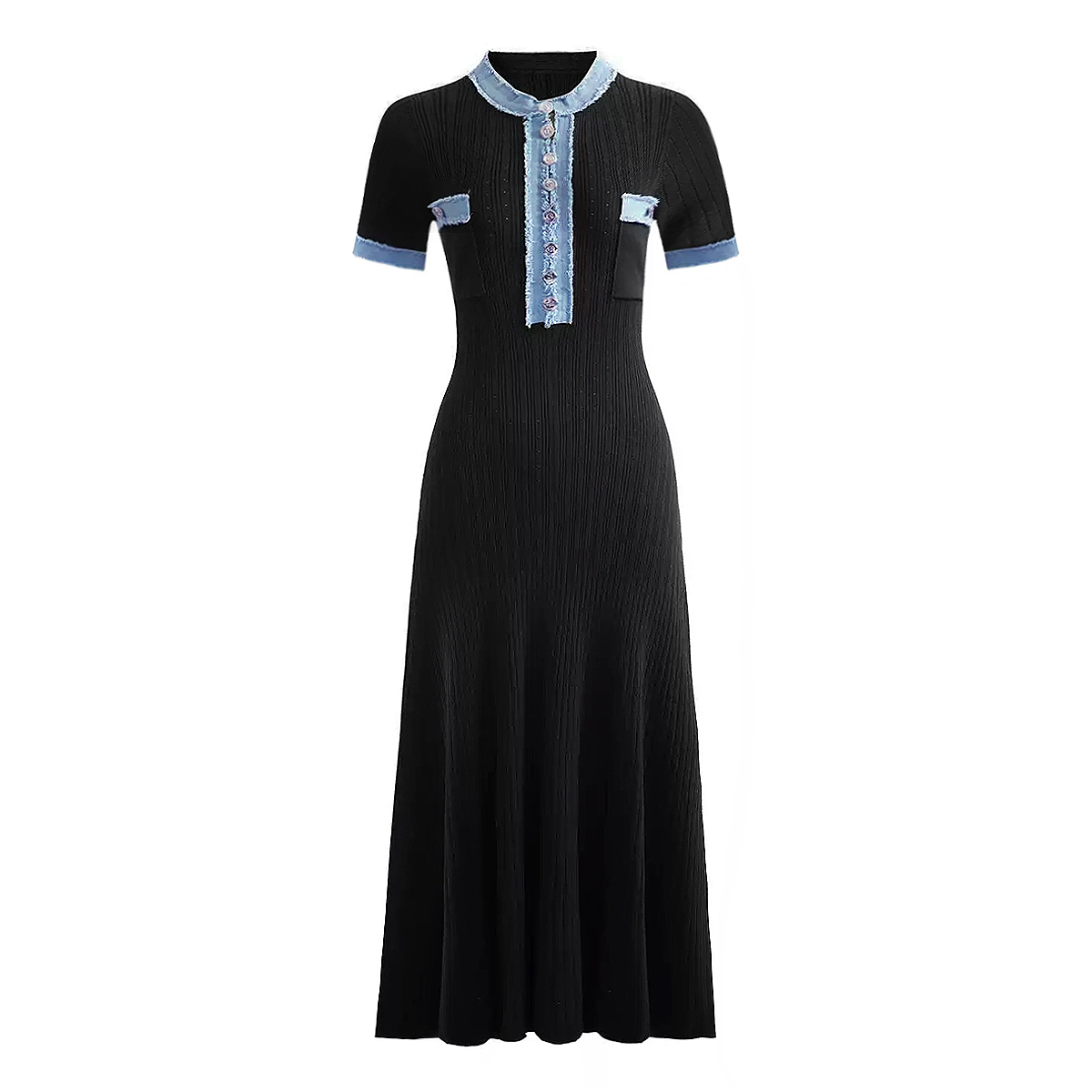 Gaun Midi Wanita Model Bodycon - Bodycon Long Sleeve Ribbed Dress ulasan dan harga