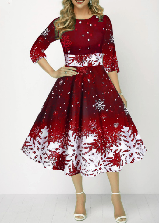 Gaun pesta motif kasual untuk  - French Vintage Floral Midi Dress ulasan dan harga
