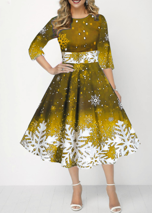 Gaun pesta motif kasual untuk  - French Vintage Floral Midi Dress ulasan dan harga