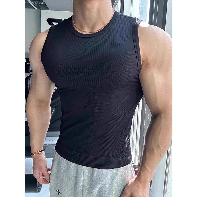 Tank Top Fitness Pria Tanpa Ja - Seamless Ribbed Workout Tank Top ulasan dan harga