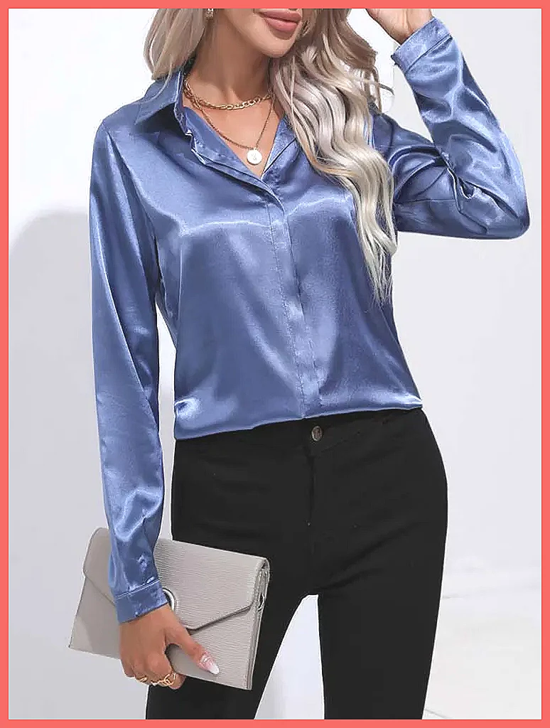 Kemeja Satin Musim Semi Musim  - Blouses ulasan dan harga