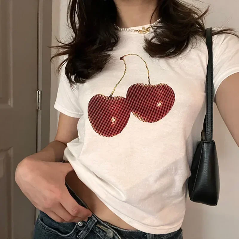 Kaos Bayi Musim Panas Estetis  - Y2K Graphic Baby Tee Crop ulasan dan harga
