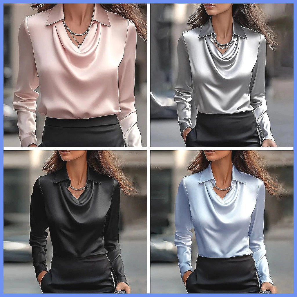 Blus Satin Vintage Wanita Leng - Blouses ulasan dan harga